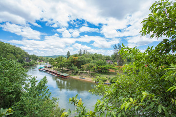 Fototapeta na wymiar View of Burma railway (Death railway) and river Khwae (Kwai), Thailand