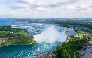 Horseshoe Falls aerial view. Niagara Falls. Canada, USA.