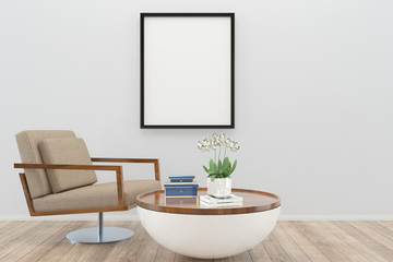 Fototapeta na wymiar wall 3d render interior vintage living room template background copy space