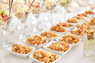 catering services with snacks table in the restaurant at the event party