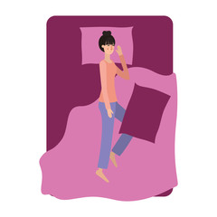 young woman in bed avatar character