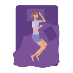 Fototapeta na wymiar young woman in bed avatar character