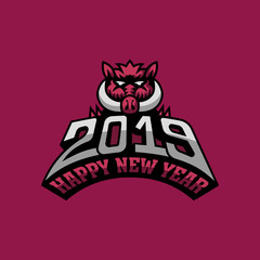 postcard for the new year of the wild boar