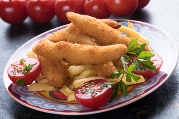 Chicken frites with potato chips
