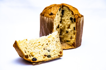 Delicious christmas panettone with christmas decoration