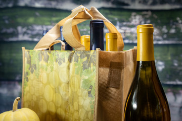 Wine bottles in six pack bag