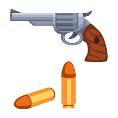 Cartoon vector revolver with cartridges
