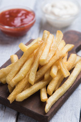 French fries with ketchup and mayonnaise