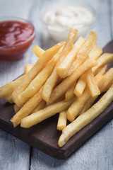 French fries with ketchup and mayonnaise