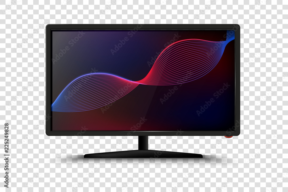 Poster modern smart tv set 3d vector illustration. isolated realistic icons on transparent background. lcd 