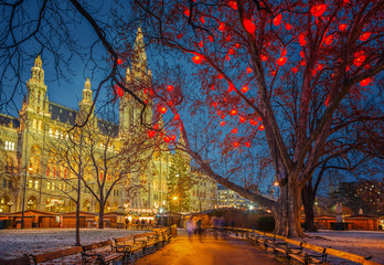 Vienna Town Hall at night