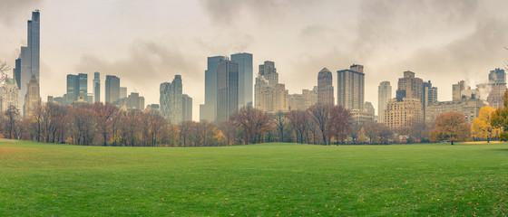 Obraz premium Central park w deszczowy dzień, Nowy Jork, USA