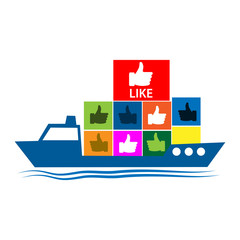 Ship brings an like icon. Vector illustration on white background.