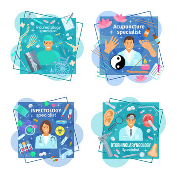 Vector posters of healthcare medicine and doctors