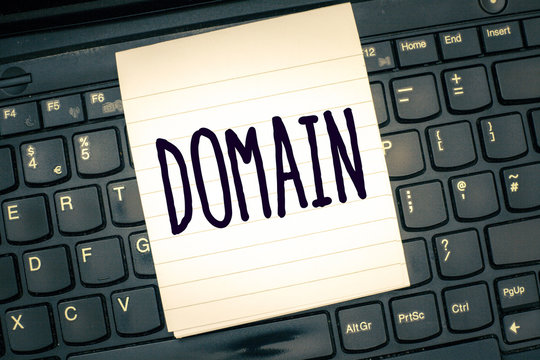 Writing note showing Domain. Business photo showcasing distinct subset of Internet with addresses sharing common suffix.