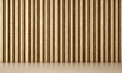 The minimal empty living room interior design idea and wood wall background / 3d rendering