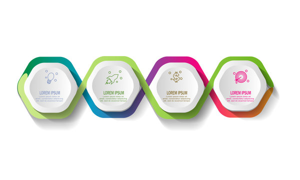 hexagon timeline infographic template illustration vector