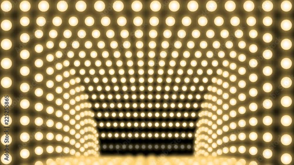 Aufkleber tunnel incandescent light bulb box frame rectangle shape moving pattern, retro 3d virtual style illu