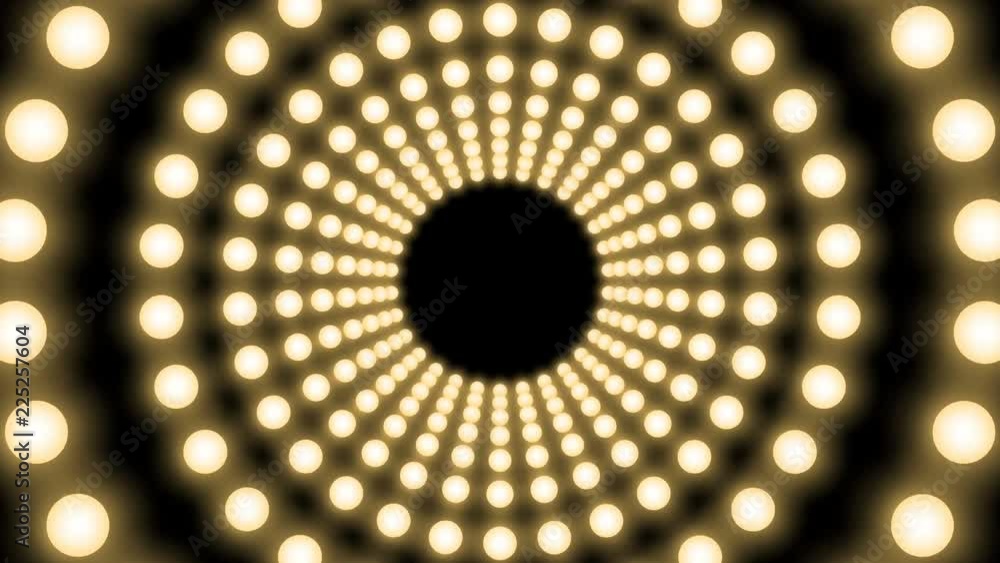 Aufkleber tunnel incandescent light bulb box frame circle shape moving pattern, retro 3d virtual style illustr