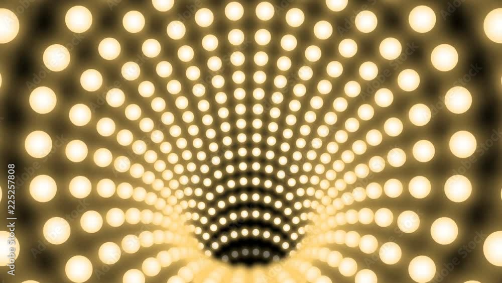 Aufkleber tunnel incandescent light bulb box frame circle shape moving pattern, retro 3d virtual style illustr