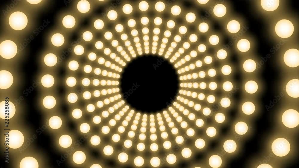 Aufkleber tunnel incandescent light bulb box frame circle shape rotate moving pattern, retro 3d virtual style 