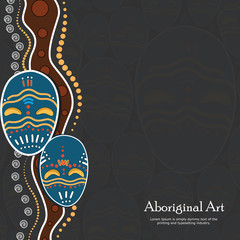 Aboriginal dot art vector banner with mask