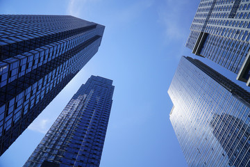 low angle view of modern office building skyscraper