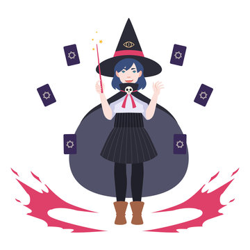 little witch with cards