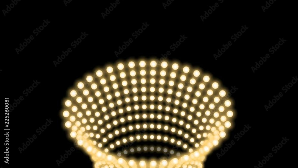Poster tunnel incandescent light bulb box frame oval shape moving pattern, retro 3d virtual style illustrat