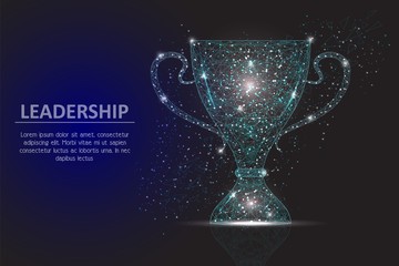 Leadership winner cup vector geometric polygonal background