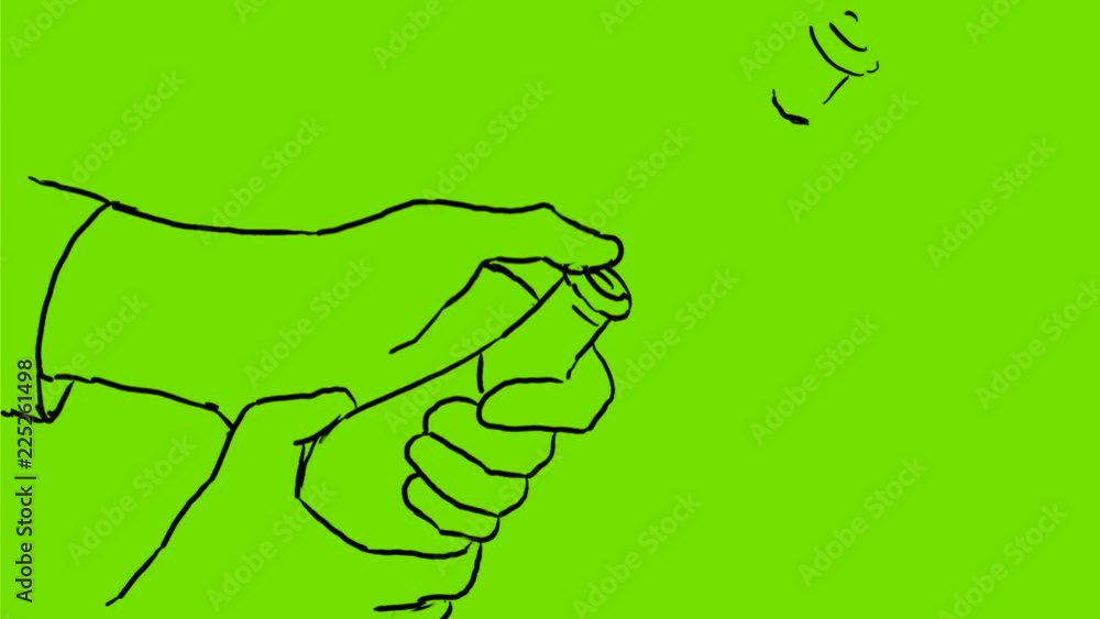 Poster 2d animation motion graphics showing a drawing of hand popping a champagne wine bottle with word con