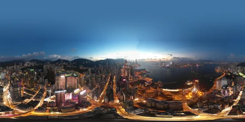 Keuken spatwand met foto 360 luchtfoto panorama stadsgezicht van Hong Kong, China © YiuCheung