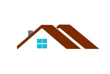 Flat design of the house - roof and bricks. Vector illustration. 