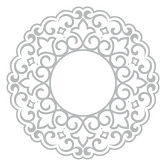 Decorative frame Elegant vector element for design in Eastern style, place for text. Floral grey border. Lace illustration for invitations and greeting cards