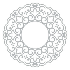 Decorative frame Elegant vector element for design in Eastern style, place for text. Floral grey border. Lace illustration for invitations and greeting cards