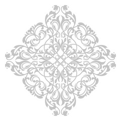 Damask graphic ornament. Floral design element. Grey vector pattern