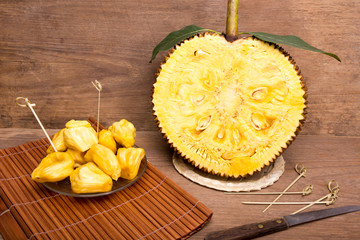 Jackfruit  on wood background