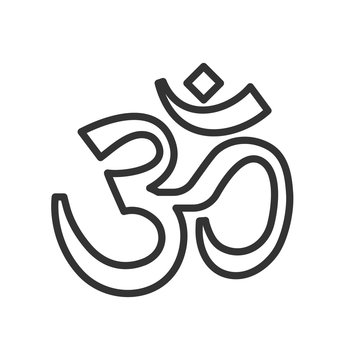 recommend clip art: Om symbol thin line icon. Vector calligraphic illustration. Yoga hindu symbol.