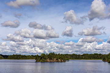 clouds over the summer lake