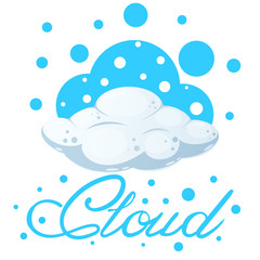 Cartoon cloud illustration. Blue splatter, snow Vector eps 10