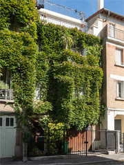 maisons et verdure sur la Butte Bergheire à Paris, lieu pittoresque et insolite