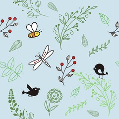  Elegance Seamless pattern with floral, vector floral illustration in vintage style
