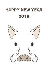 イノシシの顔の年賀状テンプレート.
