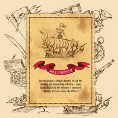 Fototapeta premium Jolly Rodger Pirate Background