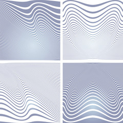 Abstract blue wavy lines designs set.