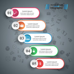 Business infographic. Five paper items. Vector eps 10