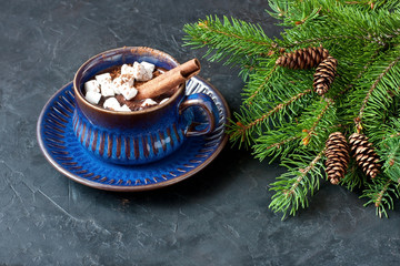 Mug with hot chocolate  for christmas holiday