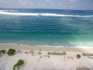 Beautiful Blue Clear Water and white sand, Aerial turquoise water in Tanjung AAN Beach