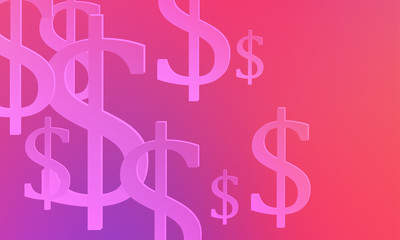 Color gradient vector background with signs of dollars.
