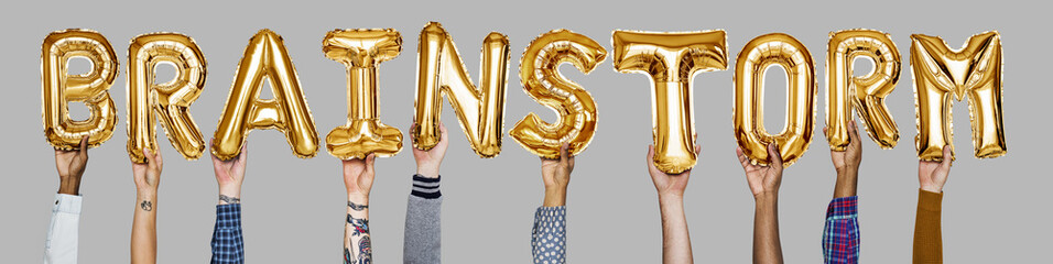 Hands showing balloons word